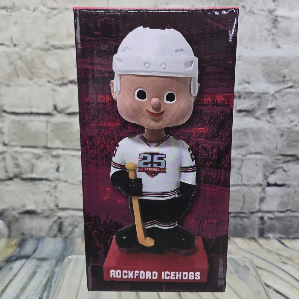 Rockford IceHogs 25th Anniversary Bobblehead AHL Hockey 2023-24 STM Limited NIB